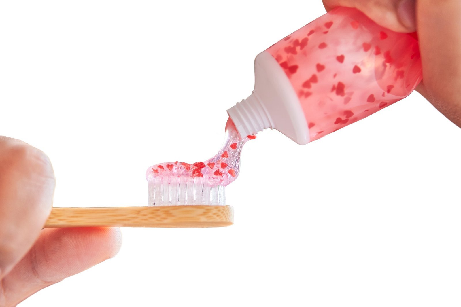 isolated saint valentine toothpaste and tooth brush